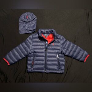 Polo by Ralph Lauren Navy and Red Kids Puffer Jacket - 2T Boys